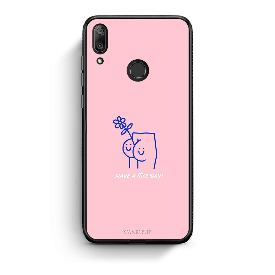 Huawei Y7 2019 Nice Day θήκη από τη Smartfits με σχέδιο στο πίσω μέρος και μαύρο περίβλημα | Smartphone case with colorful back and black bezels by Smartfits