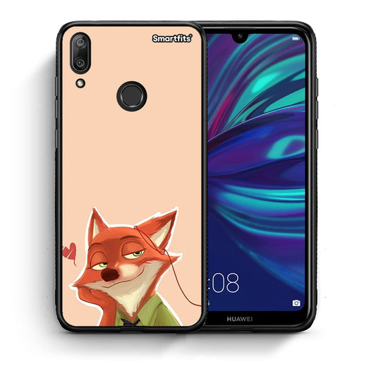 Θήκη Huawei Y7 2019 Nick Wilde And Judy Hopps Love 1 από τη Smartfits με σχέδιο στο πίσω μέρος και μαύρο περίβλημα | Huawei Y7 2019 Nick Wilde And Judy Hopps Love 1 case with colorful back and black bezels