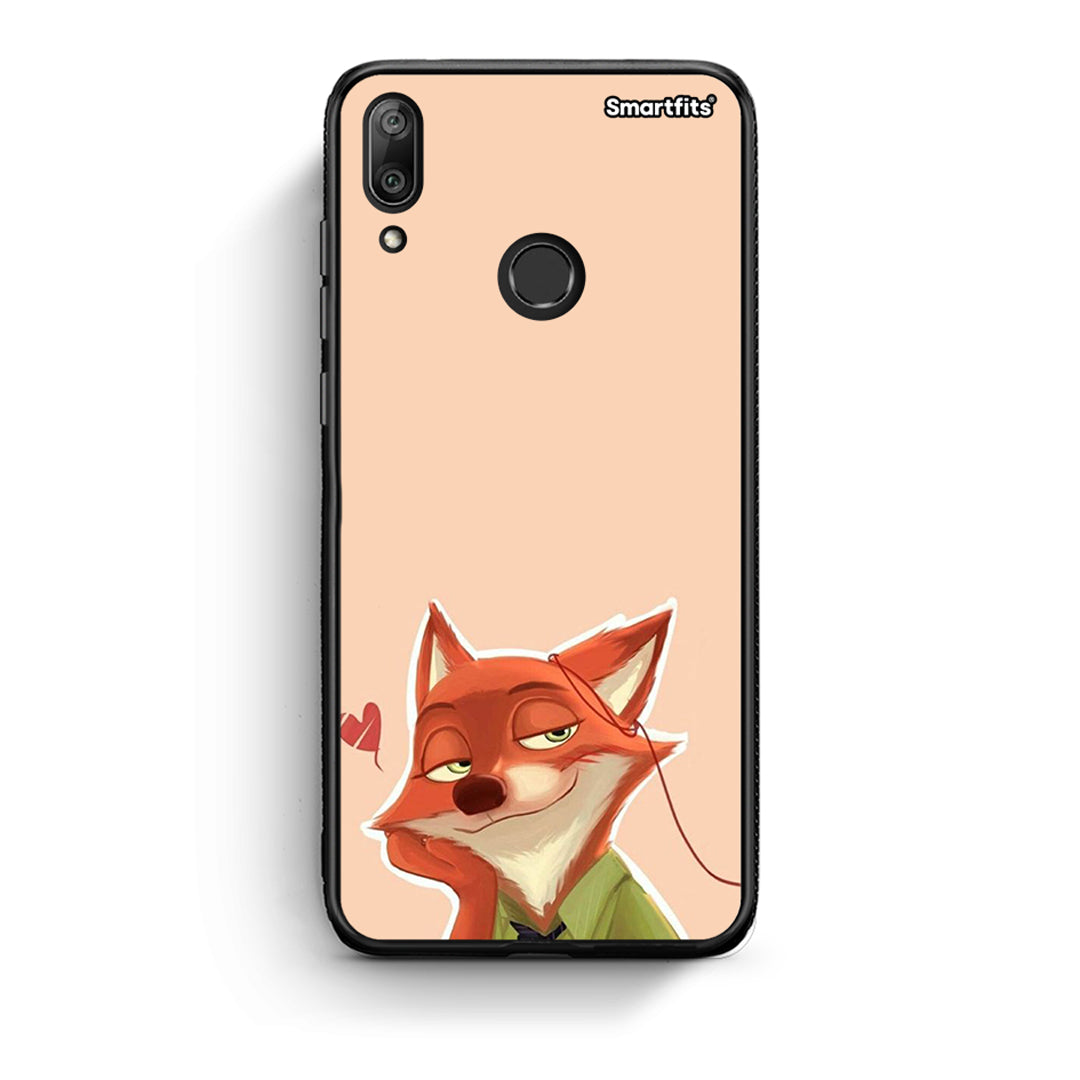 Huawei Y7 2019 Nick Wilde And Judy Hopps Love 1 θήκη από τη Smartfits με σχέδιο στο πίσω μέρος και μαύρο περίβλημα | Smartphone case with colorful back and black bezels by Smartfits
