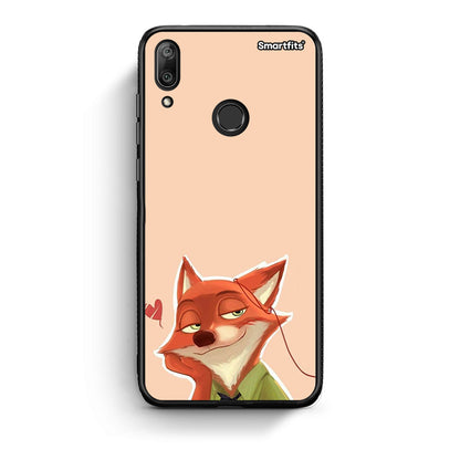 Huawei Y7 2019 Nick Wilde And Judy Hopps Love 1 θήκη από τη Smartfits με σχέδιο στο πίσω μέρος και μαύρο περίβλημα | Smartphone case with colorful back and black bezels by Smartfits