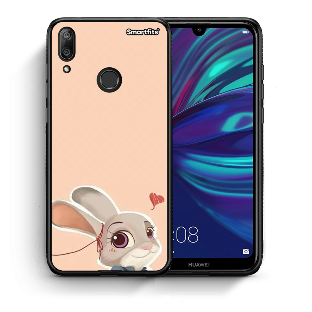 Θήκη Huawei Y7 2019 Nick Wilde And Judy Hopps Love 2 από τη Smartfits με σχέδιο στο πίσω μέρος και μαύρο περίβλημα | Huawei Y7 2019 Nick Wilde And Judy Hopps Love 2 case with colorful back and black bezels