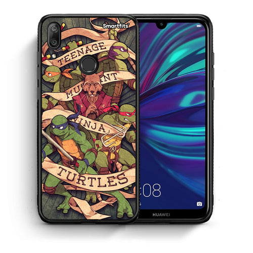 Θήκη Huawei Y7 2019 Ninja Turtles από τη Smartfits με σχέδιο στο πίσω μέρος και μαύρο περίβλημα | Huawei Y7 2019 Ninja Turtles case with colorful back and black bezels