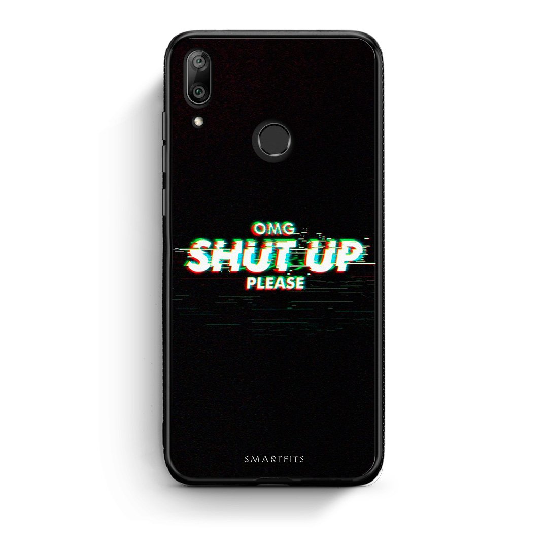 Huawei Y7 2019 OMG ShutUp θήκη από τη Smartfits με σχέδιο στο πίσω μέρος και μαύρο περίβλημα | Smartphone case with colorful back and black bezels by Smartfits