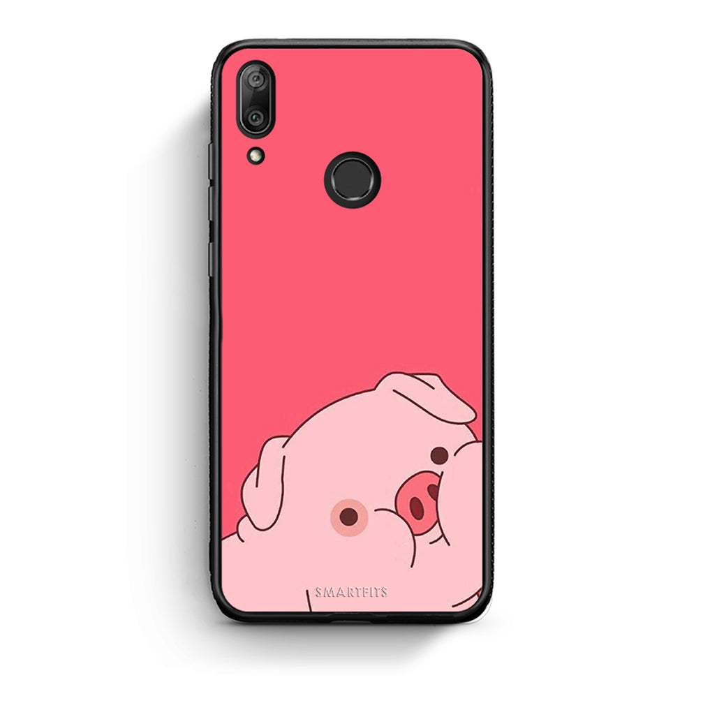Huawei Y7 2019 Pig Love 1 Θήκη Αγίου Βαλεντίνου από τη Smartfits με σχέδιο στο πίσω μέρος και μαύρο περίβλημα | Smartphone case with colorful back and black bezels by Smartfits