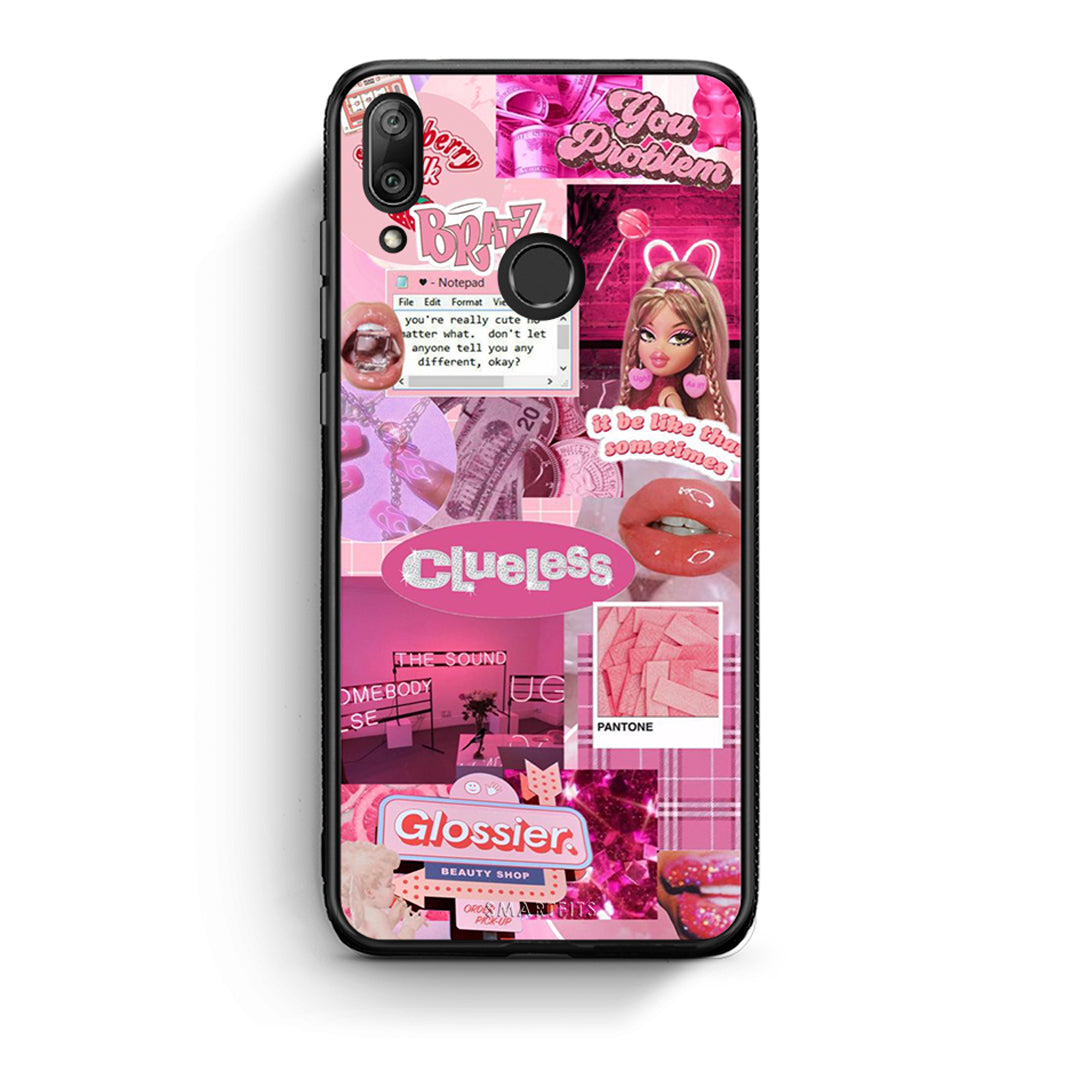 Huawei Y7 2019 Pink Love Θήκη Αγίου Βαλεντίνου από τη Smartfits με σχέδιο στο πίσω μέρος και μαύρο περίβλημα | Smartphone case with colorful back and black bezels by Smartfits