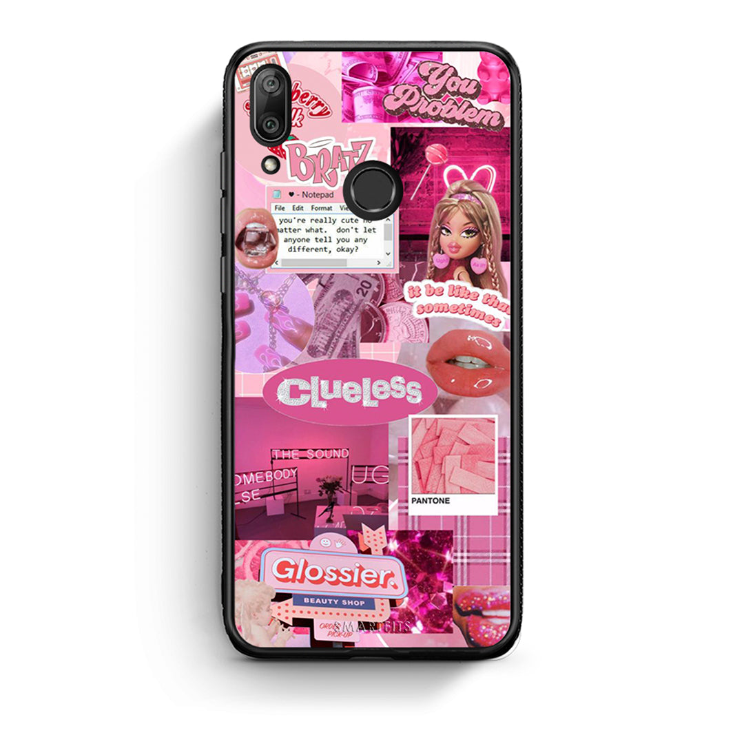 Huawei Y7 2019 Pink Love Θήκη Αγίου Βαλεντίνου από τη Smartfits με σχέδιο στο πίσω μέρος και μαύρο περίβλημα | Smartphone case with colorful back and black bezels by Smartfits
