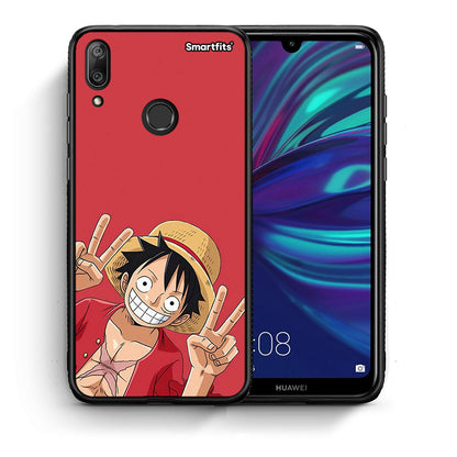Θήκη Huawei Y7 2019 Pirate Luffy από τη Smartfits με σχέδιο στο πίσω μέρος και μαύρο περίβλημα | Huawei Y7 2019 Pirate Luffy case with colorful back and black bezels