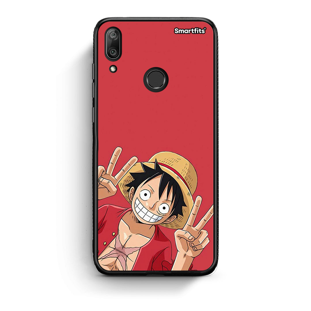 Huawei Y7 2019 Pirate Luffy Θήκη από τη Smartfits με σχέδιο στο πίσω μέρος και μαύρο περίβλημα | Smartphone case with colorful back and black bezels by Smartfits
