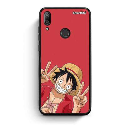 Huawei Y7 2019 Pirate Luffy Θήκη από τη Smartfits με σχέδιο στο πίσω μέρος και μαύρο περίβλημα | Smartphone case with colorful back and black bezels by Smartfits