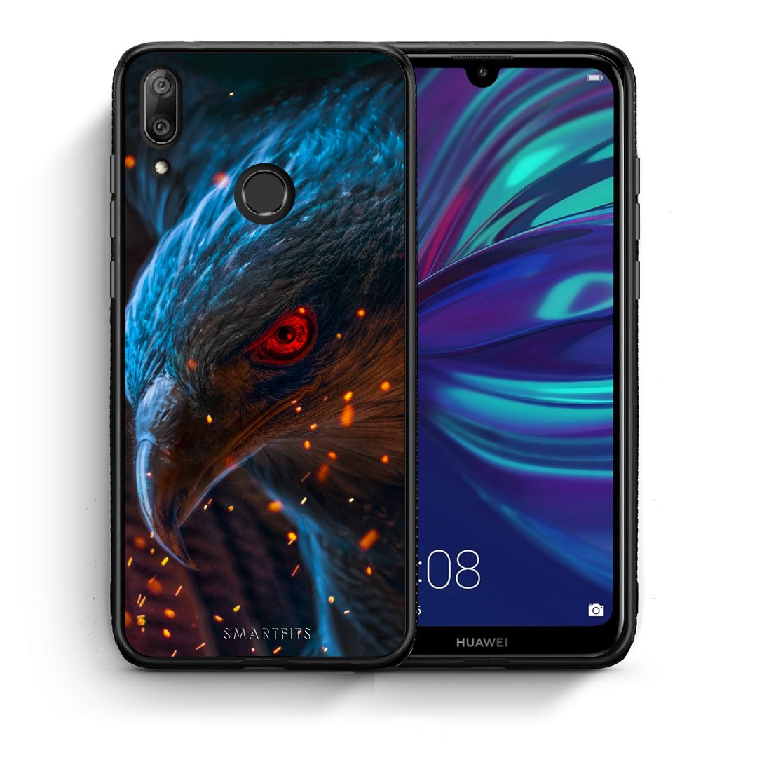 Θήκη Huawei Y7 2019 Eagle PopArt από τη Smartfits με σχέδιο στο πίσω μέρος και μαύρο περίβλημα | Huawei Y7 2019 Eagle PopArt case with colorful back and black bezels