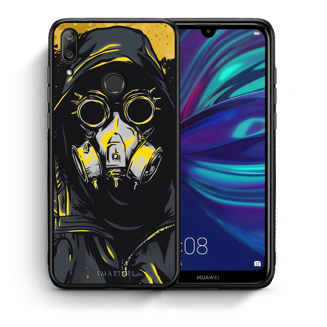 Θήκη Huawei Y7 2019 Mask PopArt από τη Smartfits με σχέδιο στο πίσω μέρος και μαύρο περίβλημα | Huawei Y7 2019 Mask PopArt case with colorful back and black bezels