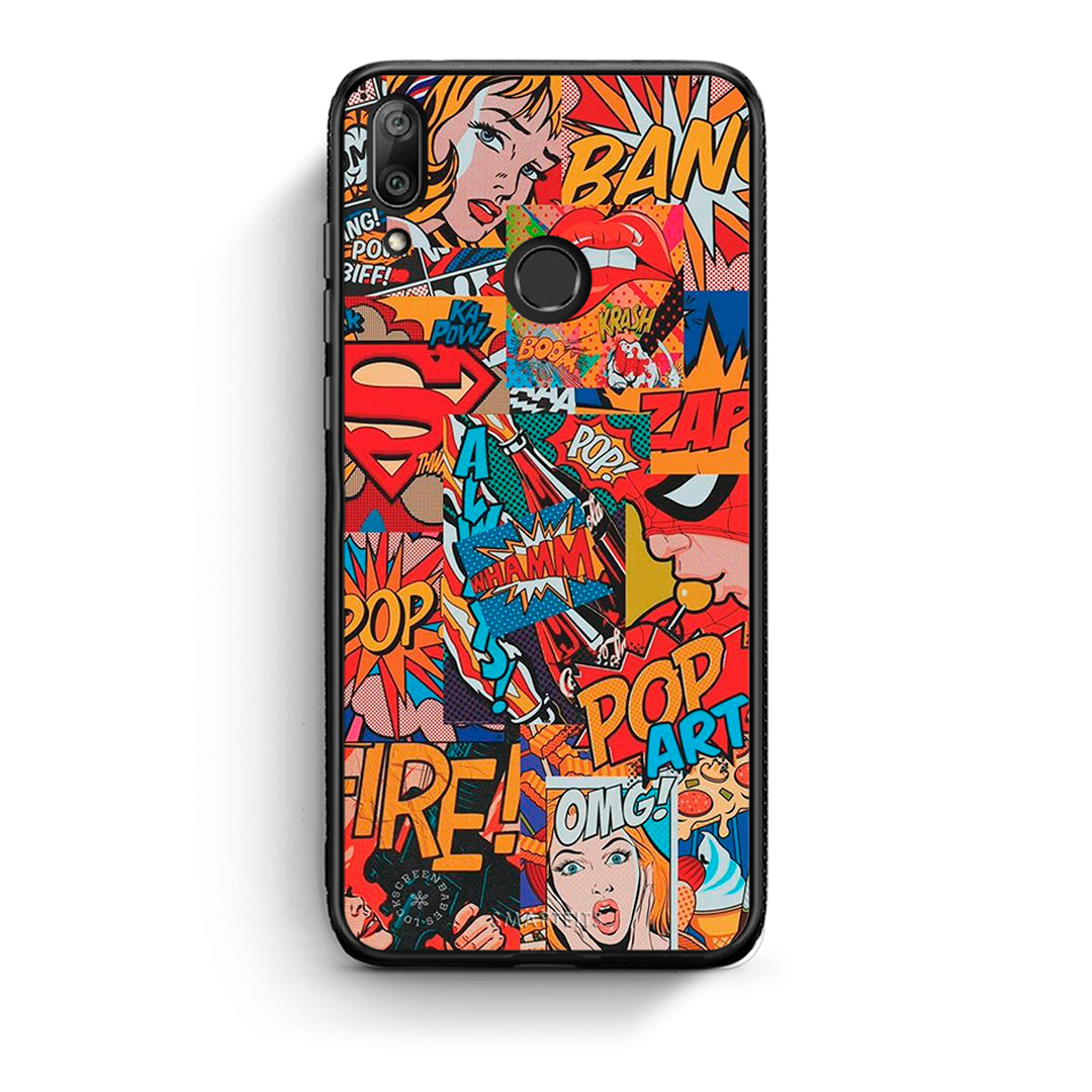 Huawei Y7 2019 PopArt OMG θήκη από τη Smartfits με σχέδιο στο πίσω μέρος και μαύρο περίβλημα | Smartphone case with colorful back and black bezels by Smartfits
