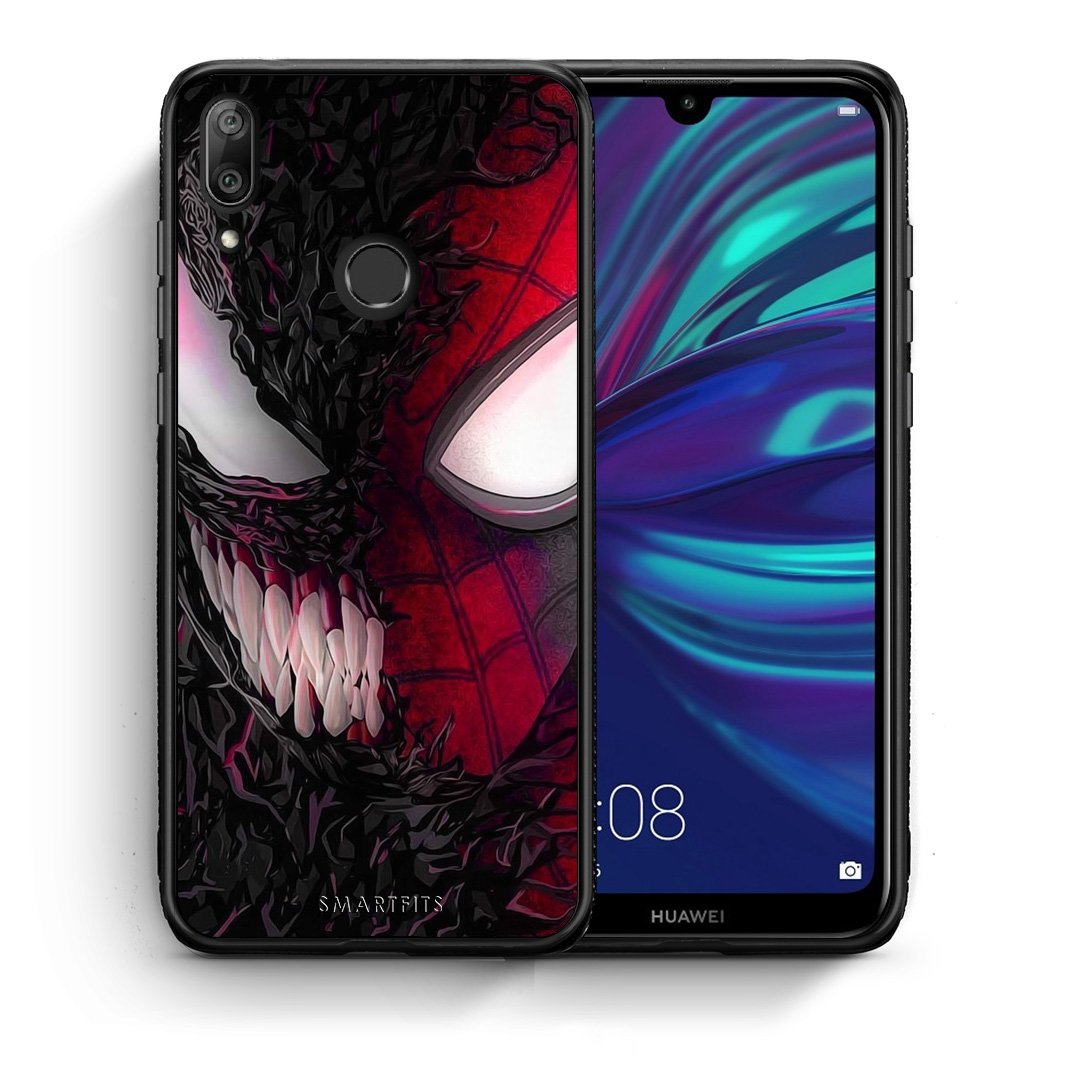 Θήκη Huawei Y7 2019 SpiderVenom PopArt από τη Smartfits με σχέδιο στο πίσω μέρος και μαύρο περίβλημα | Huawei Y7 2019 SpiderVenom PopArt case with colorful back and black bezels