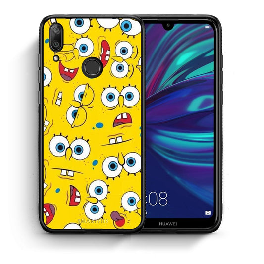 Θήκη Huawei Y7 2019 Sponge PopArt από τη Smartfits με σχέδιο στο πίσω μέρος και μαύρο περίβλημα | Huawei Y7 2019 Sponge PopArt case with colorful back and black bezels