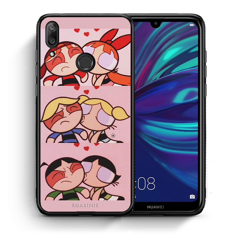 Θήκη Αγίου Βαλεντίνου Huawei Y7 2019 Puff Love από τη Smartfits με σχέδιο στο πίσω μέρος και μαύρο περίβλημα | Huawei Y7 2019 Puff Love case with colorful back and black bezels