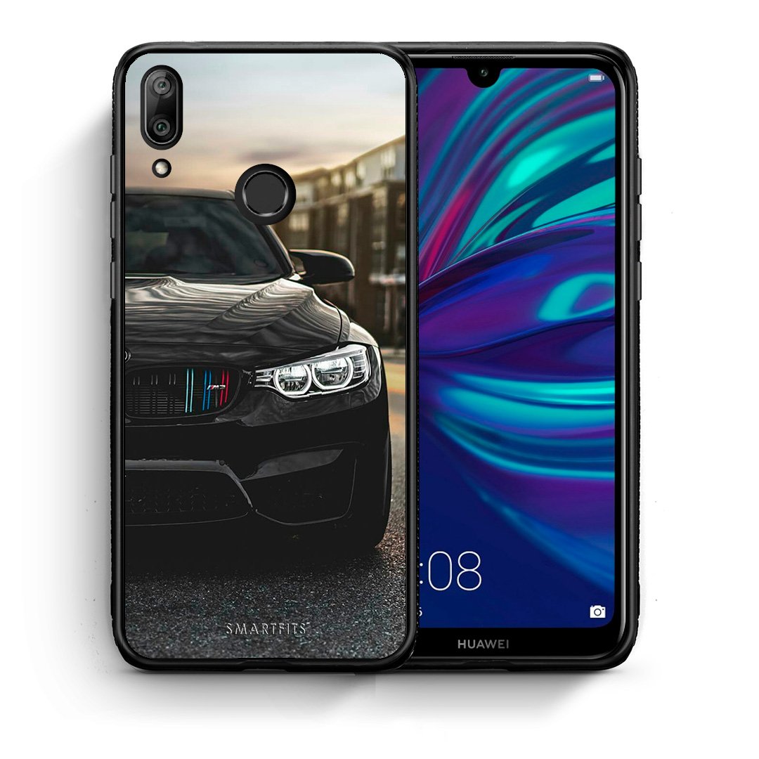 Θήκη Huawei Y7 2019 M3 Racing από τη Smartfits με σχέδιο στο πίσω μέρος και μαύρο περίβλημα | Huawei Y7 2019 M3 Racing case with colorful back and black bezels