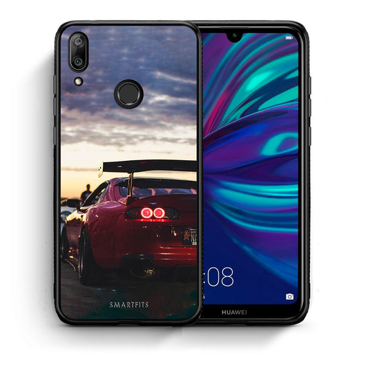 Θήκη Huawei Y7 2019 Racing Supra από τη Smartfits με σχέδιο στο πίσω μέρος και μαύρο περίβλημα | Huawei Y7 2019 Racing Supra case with colorful back and black bezels