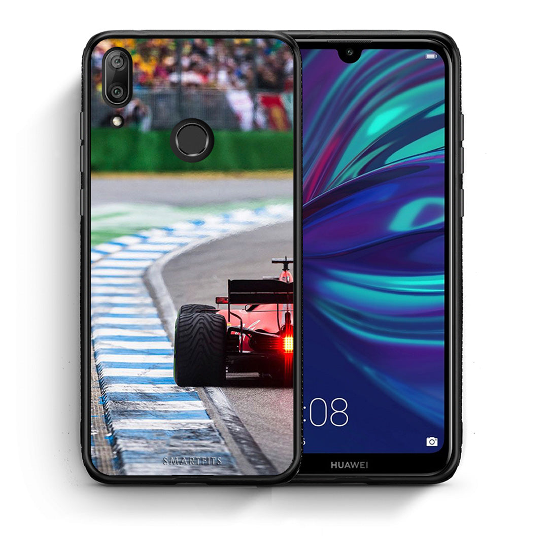 Θήκη Huawei Y7 2019 Racing Vibes από τη Smartfits με σχέδιο στο πίσω μέρος και μαύρο περίβλημα | Huawei Y7 2019 Racing Vibes case with colorful back and black bezels