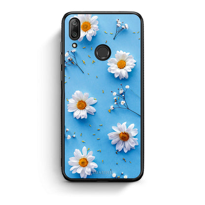 Huawei Y7 2019 Real Daisies θήκη από τη Smartfits με σχέδιο στο πίσω μέρος και μαύρο περίβλημα | Smartphone case with colorful back and black bezels by Smartfits