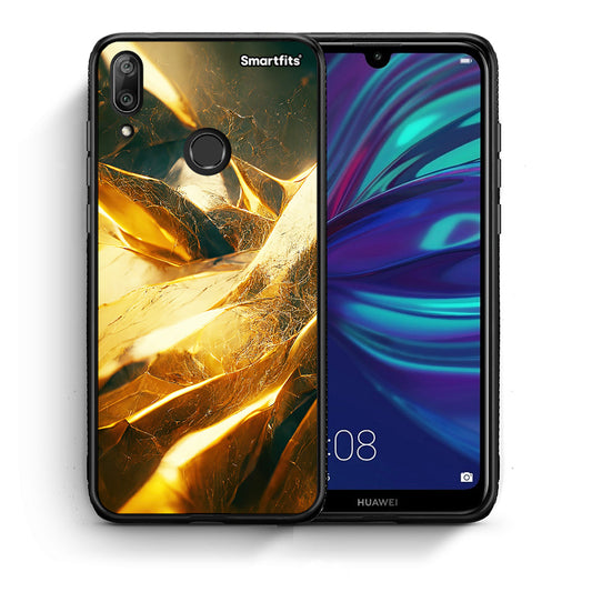 Θήκη Huawei Y7 2019 Real Gold από τη Smartfits με σχέδιο στο πίσω μέρος και μαύρο περίβλημα | Huawei Y7 2019 Real Gold case with colorful back and black bezels