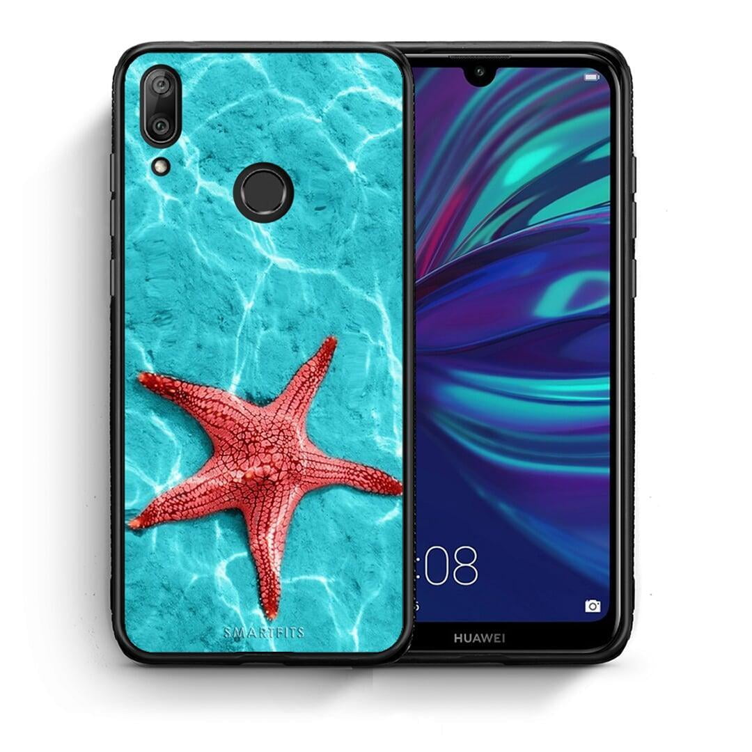 Θήκη Huawei Y7 2019 Red Starfish από τη Smartfits με σχέδιο στο πίσω μέρος και μαύρο περίβλημα | Huawei Y7 2019 Red Starfish case with colorful back and black bezels
