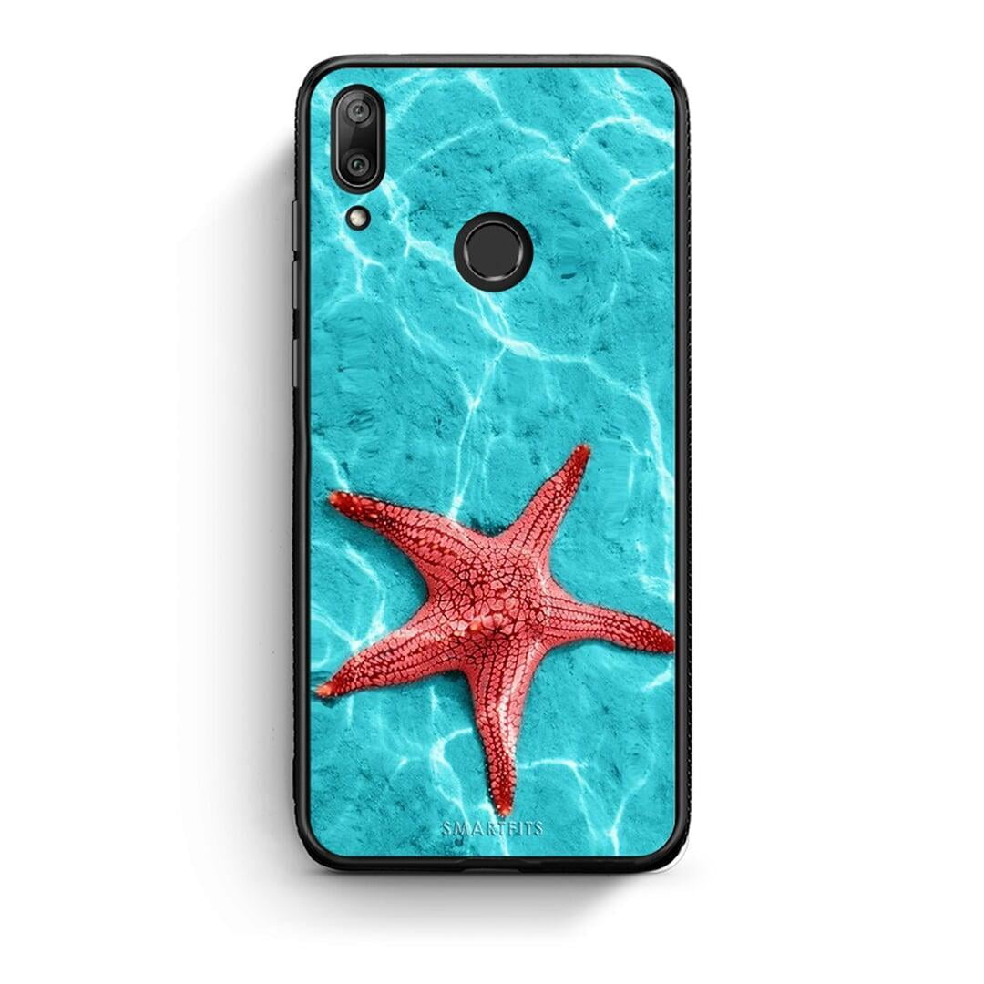 Huawei Y7 2019 Red Starfish Θήκη από τη Smartfits με σχέδιο στο πίσω μέρος και μαύρο περίβλημα | Smartphone case with colorful back and black bezels by Smartfits