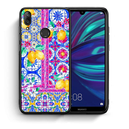 Θήκη Huawei Y7 2019 Retro Spring από τη Smartfits με σχέδιο στο πίσω μέρος και μαύρο περίβλημα | Huawei Y7 2019 Retro Spring case with colorful back and black bezels