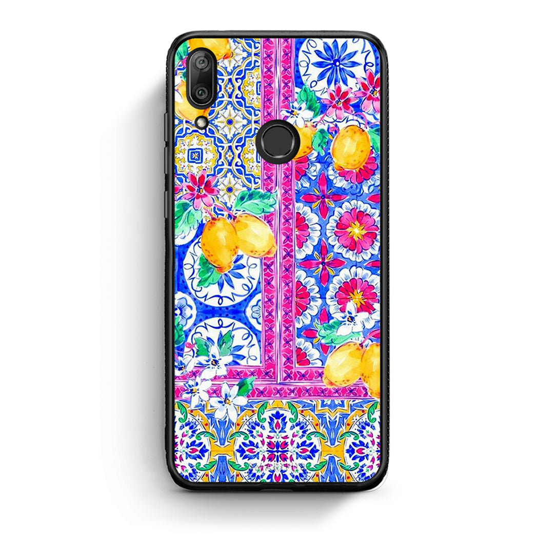 Huawei Y7 2019 Retro Spring θήκη από τη Smartfits με σχέδιο στο πίσω μέρος και μαύρο περίβλημα | Smartphone case with colorful back and black bezels by Smartfits