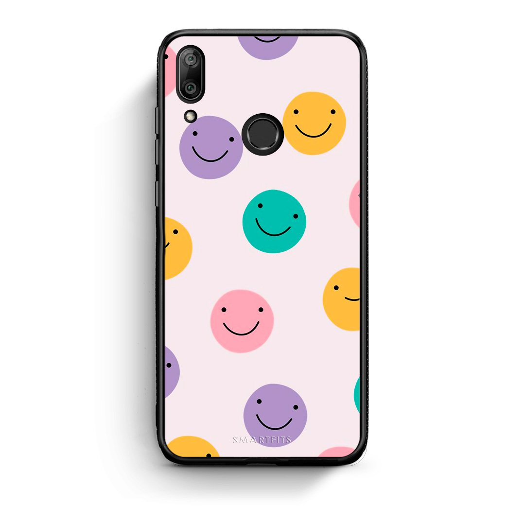 Huawei Y7 2019 Smiley Faces θήκη από τη Smartfits με σχέδιο στο πίσω μέρος και μαύρο περίβλημα | Smartphone case with colorful back and black bezels by Smartfits
