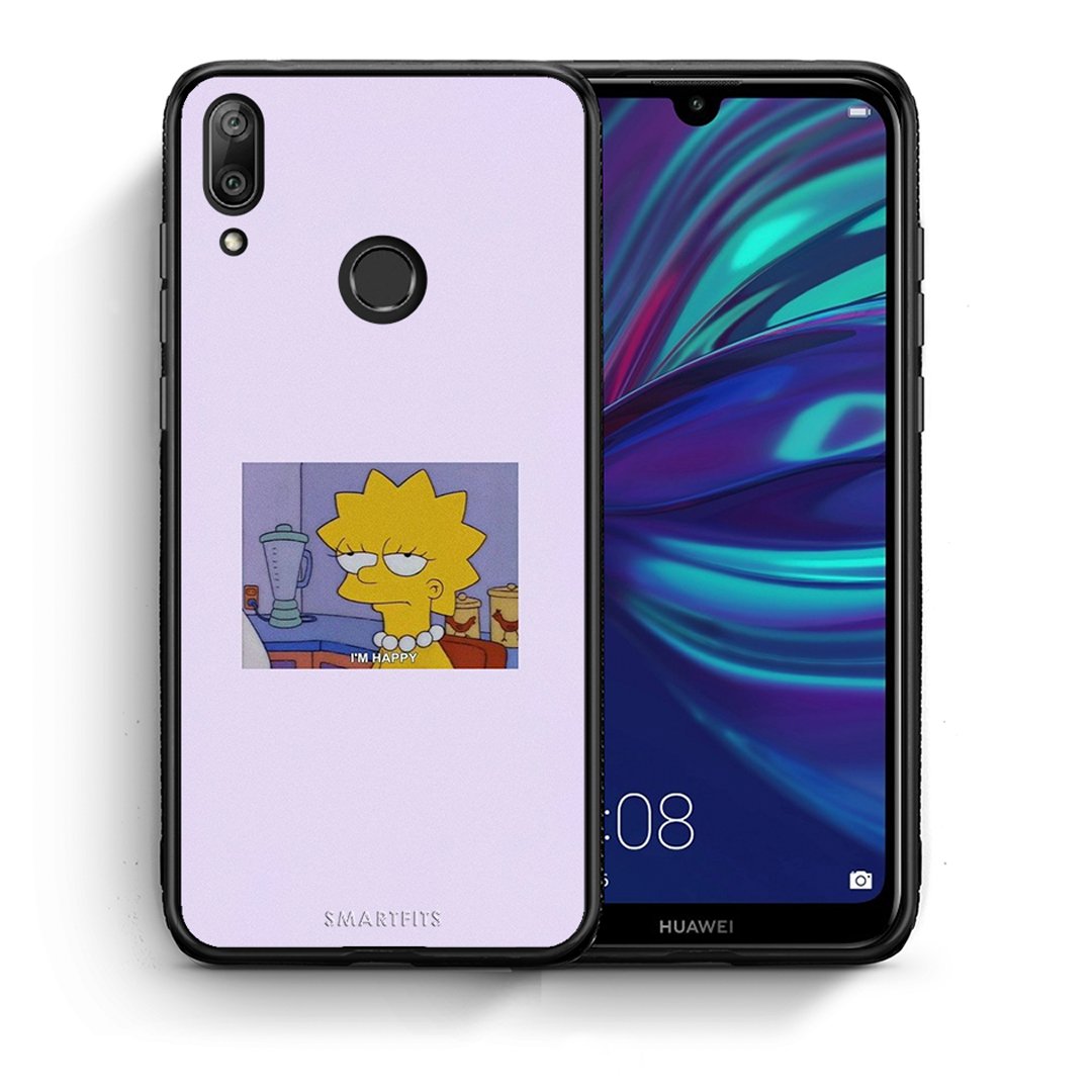 Θήκη Huawei Y7 2019 So Happy από τη Smartfits με σχέδιο στο πίσω μέρος και μαύρο περίβλημα | Huawei Y7 2019 So Happy case with colorful back and black bezels