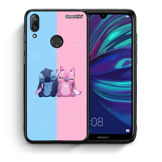 Θήκη Huawei Y7 2019 Stitch And Angel από τη Smartfits με σχέδιο στο πίσω μέρος και μαύρο περίβλημα | Huawei Y7 2019 Stitch And Angel case with colorful back and black bezels