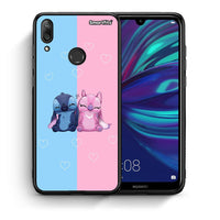Thumbnail for Θήκη Huawei Y7 2019 Stitch And Angel από τη Smartfits με σχέδιο στο πίσω μέρος και μαύρο περίβλημα | Huawei Y7 2019 Stitch And Angel case with colorful back and black bezels