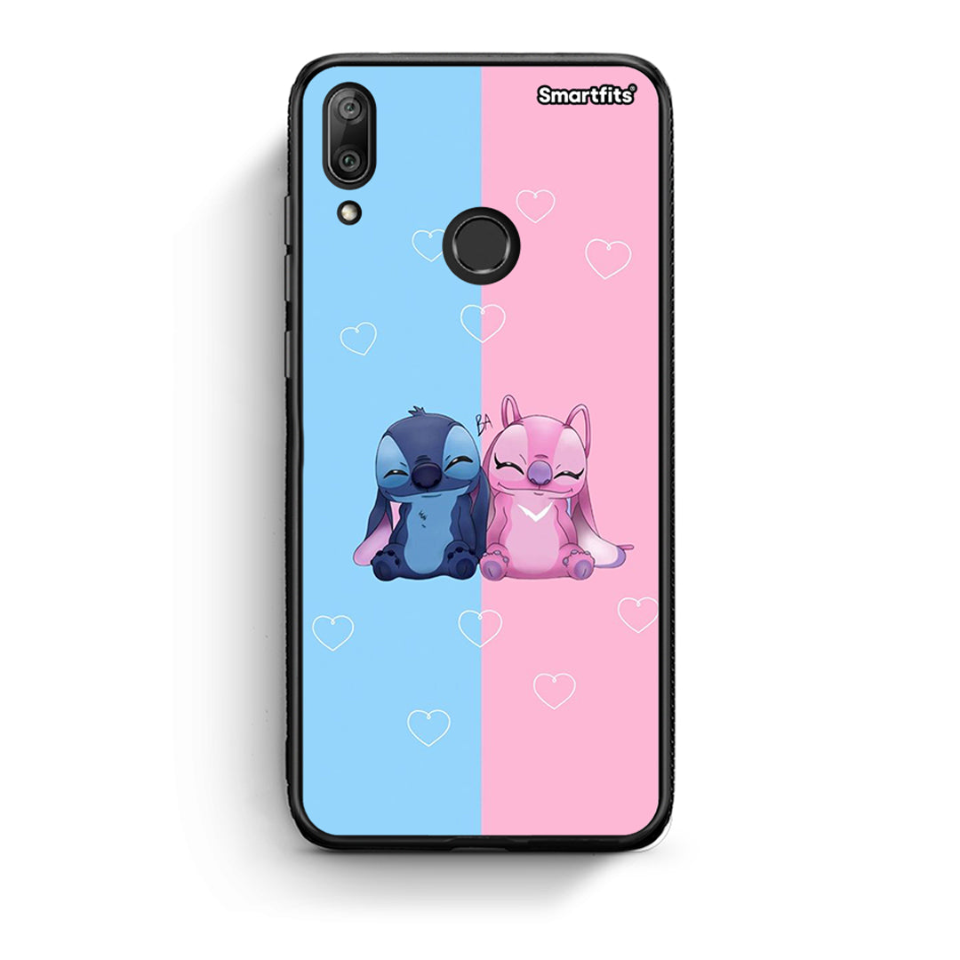 Huawei Y7 2019 Stitch And Angel θήκη από τη Smartfits με σχέδιο στο πίσω μέρος και μαύρο περίβλημα | Smartphone case with colorful back and black bezels by Smartfits