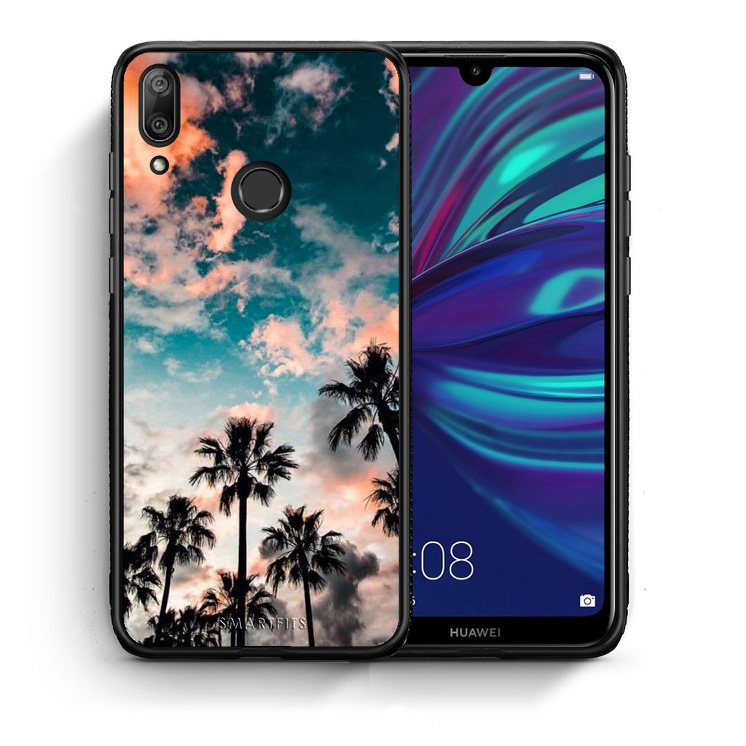 Θήκη Huawei Y7 2019 Sky Summer από τη Smartfits με σχέδιο στο πίσω μέρος και μαύρο περίβλημα | Huawei Y7 2019 Sky Summer case with colorful back and black bezels