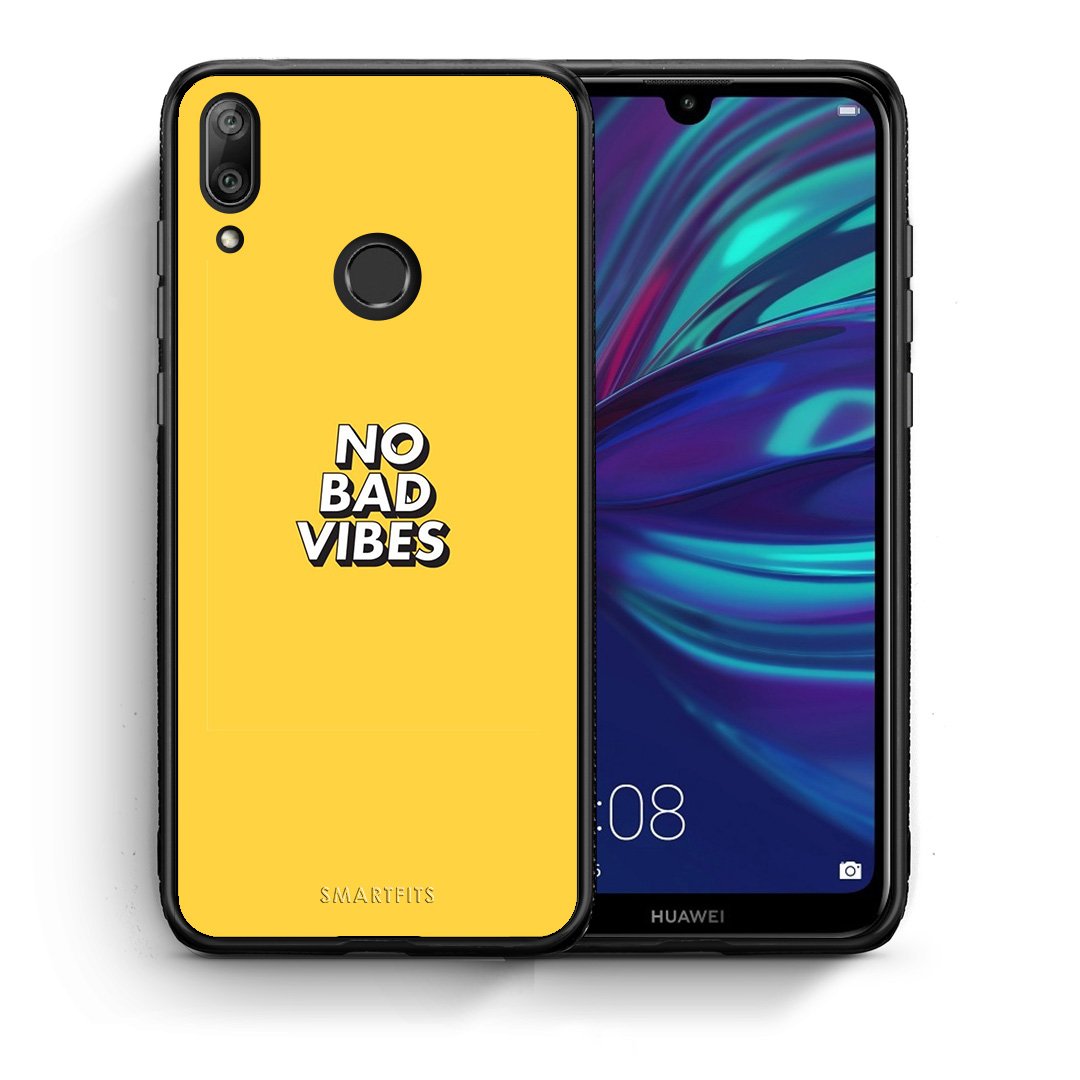 Θήκη Huawei Y7 2019 Vibes Text από τη Smartfits με σχέδιο στο πίσω μέρος και μαύρο περίβλημα | Huawei Y7 2019 Vibes Text case with colorful back and black bezels