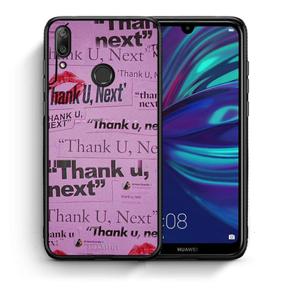 Θήκη Αγίου Βαλεντίνου Huawei Y7 2019 Thank You Next από τη Smartfits με σχέδιο στο πίσω μέρος και μαύρο περίβλημα | Huawei Y7 2019 Thank You Next case with colorful back and black bezels