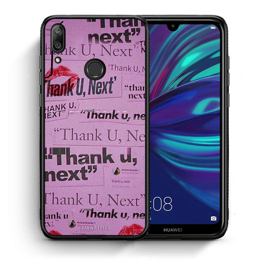 Θήκη Αγίου Βαλεντίνου Huawei Y7 2019 Thank You Next από τη Smartfits με σχέδιο στο πίσω μέρος και μαύρο περίβλημα | Huawei Y7 2019 Thank You Next case with colorful back and black bezels