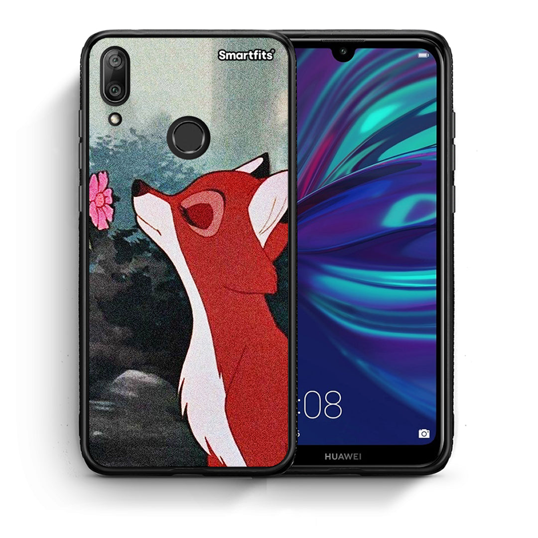 Θήκη Huawei Y7 2019 Tod And Vixey Love 2 από τη Smartfits με σχέδιο στο πίσω μέρος και μαύρο περίβλημα | Huawei Y7 2019 Tod And Vixey Love 2 case with colorful back and black bezels