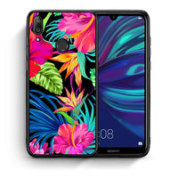 Thumbnail for Θήκη Huawei Y7 2019 Tropical Flowers από τη Smartfits με σχέδιο στο πίσω μέρος και μαύρο περίβλημα | Huawei Y7 2019 Tropical Flowers case with colorful back and black bezels
