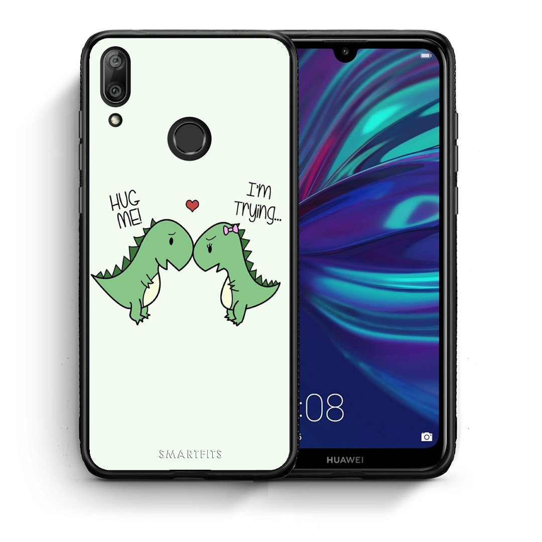 Θήκη Huawei Y7 2019 Rex Valentine από τη Smartfits με σχέδιο στο πίσω μέρος και μαύρο περίβλημα | Huawei Y7 2019 Rex Valentine case with colorful back and black bezels