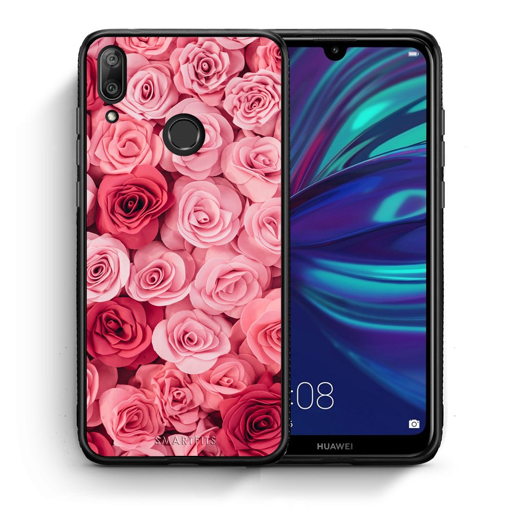 Θήκη Huawei Y7 2019 RoseGarden Valentine από τη Smartfits με σχέδιο στο πίσω μέρος και μαύρο περίβλημα | Huawei Y7 2019 RoseGarden Valentine case with colorful back and black bezels