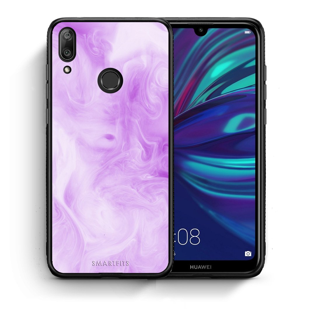 Θήκη Huawei Y7 2019 Lavender Watercolor από τη Smartfits με σχέδιο στο πίσω μέρος και μαύρο περίβλημα | Huawei Y7 2019 Lavender Watercolor case with colorful back and black bezels