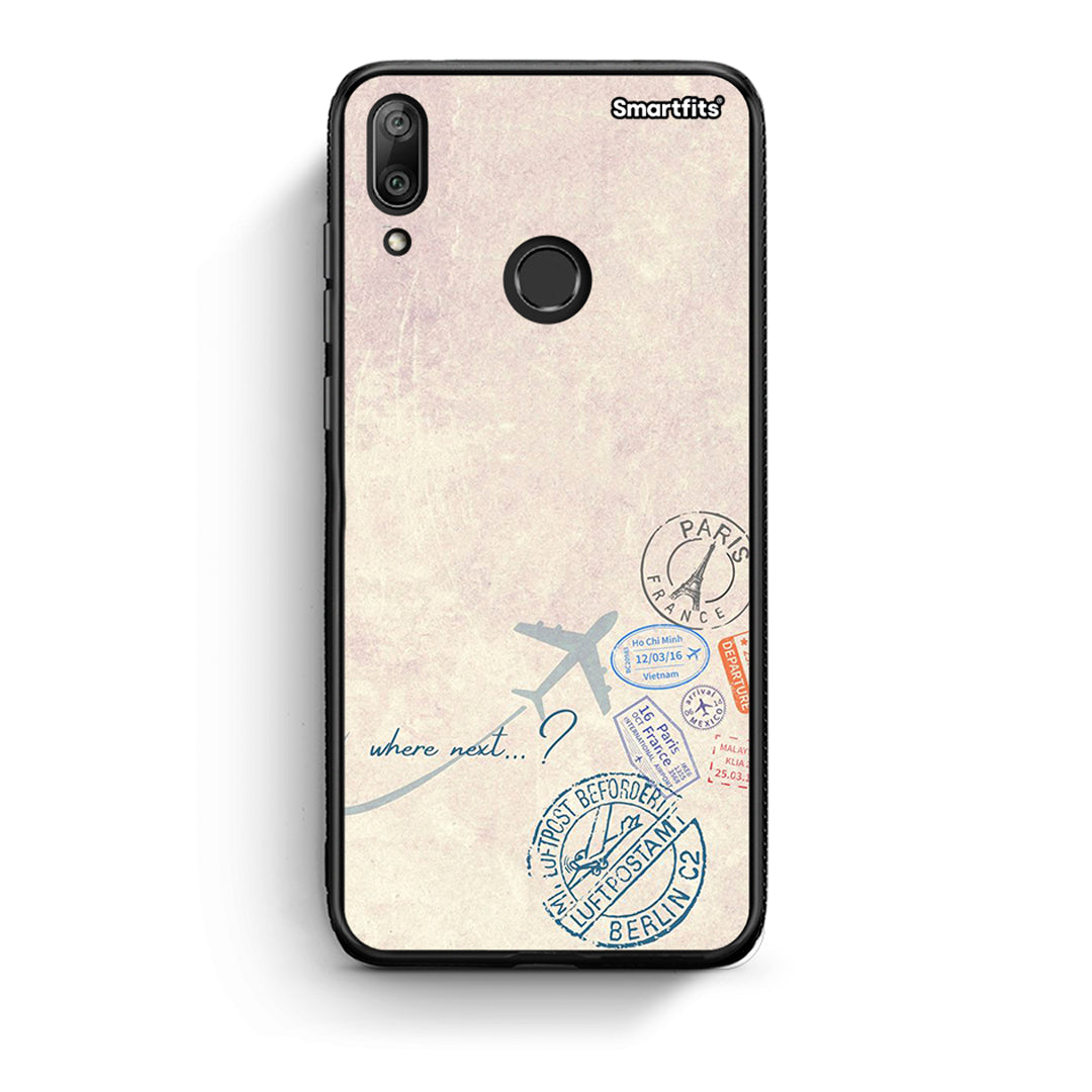 Huawei Y7 2019 Where Next Θήκη από τη Smartfits με σχέδιο στο πίσω μέρος και μαύρο περίβλημα | Smartphone case with colorful back and black bezels by Smartfits