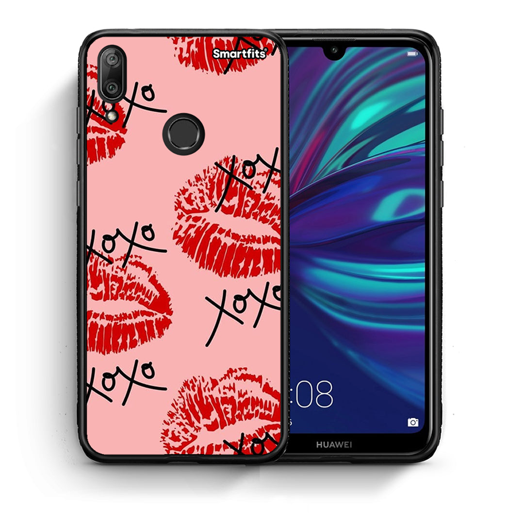 Θήκη Huawei Y7 2019 XOXO Lips από τη Smartfits με σχέδιο στο πίσω μέρος και μαύρο περίβλημα | Huawei Y7 2019 XOXO Lips case with colorful back and black bezels