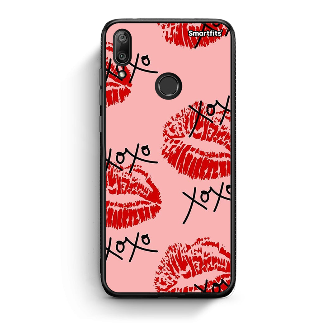 Huawei Y7 2019 XOXO Lips θήκη από τη Smartfits με σχέδιο στο πίσω μέρος και μαύρο περίβλημα | Smartphone case with colorful back and black bezels by Smartfits