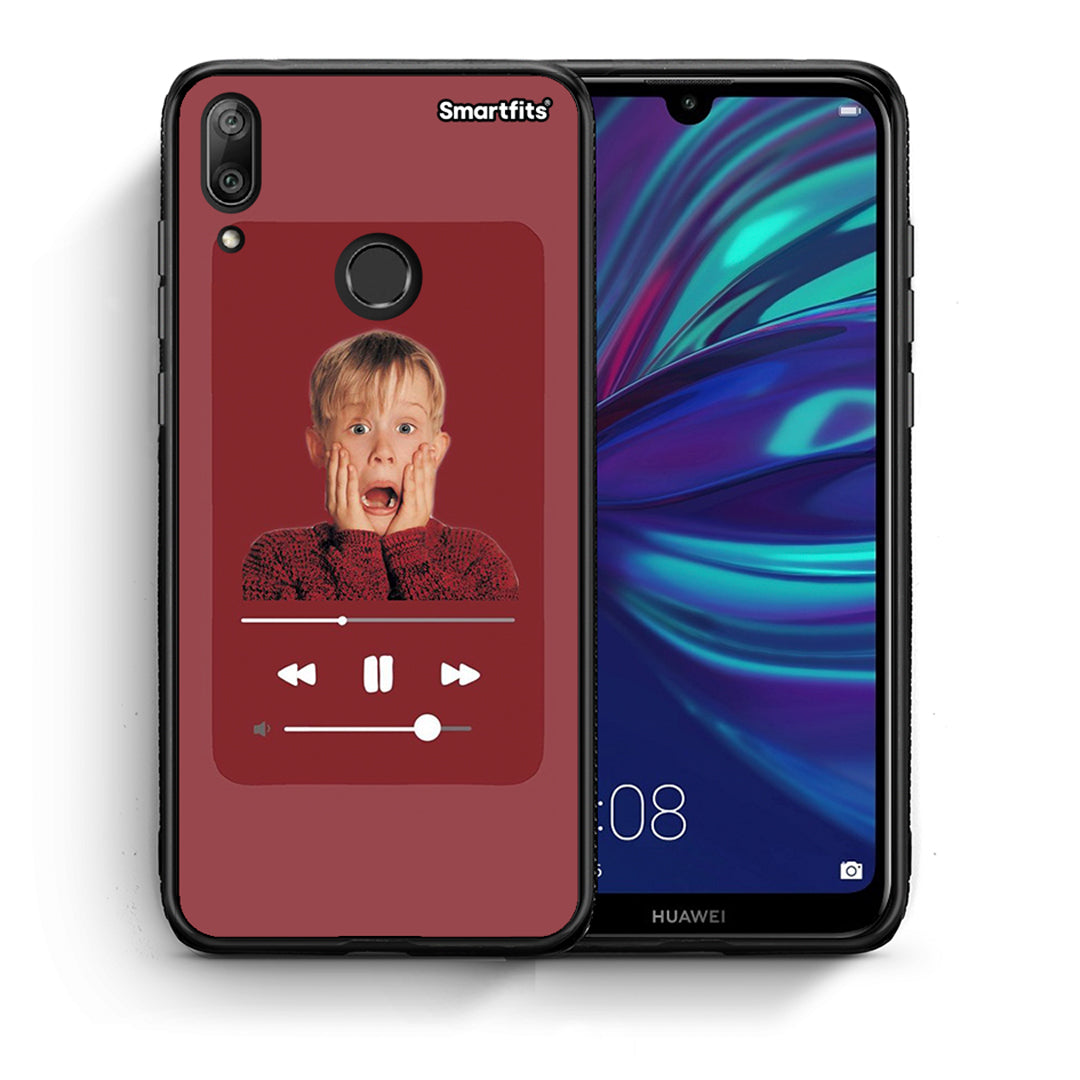 Θήκη Huawei Y7 2019 Xmas Alone Music από τη Smartfits με σχέδιο στο πίσω μέρος και μαύρο περίβλημα | Huawei Y7 2019 Xmas Alone Music case with colorful back and black bezels