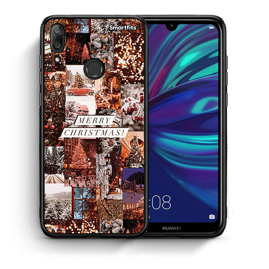 Θήκη Huawei Y7 2019 Xmas Collage από τη Smartfits με σχέδιο στο πίσω μέρος και μαύρο περίβλημα | Huawei Y7 2019 Xmas Collage case with colorful back and black bezels