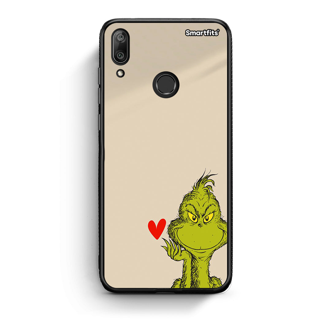 Huawei Y7 2019 Xmas Grinch θήκη από τη Smartfits με σχέδιο στο πίσω μέρος και μαύρο περίβλημα | Smartphone case with colorful back and black bezels by Smartfits