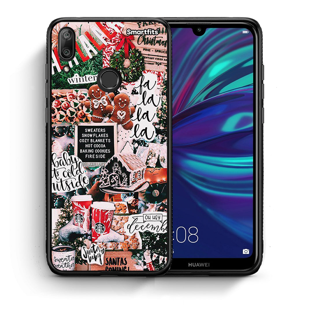 Θήκη Huawei Y7 2019 Xmas Habbits από τη Smartfits με σχέδιο στο πίσω μέρος και μαύρο περίβλημα | Huawei Y7 2019 Xmas Habbits case with colorful back and black bezels