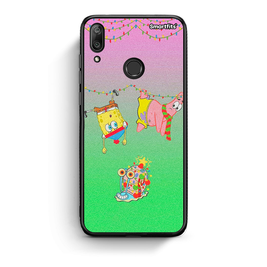 Huawei Y7 2019 Xmas Lights θήκη από τη Smartfits με σχέδιο στο πίσω μέρος και μαύρο περίβλημα | Smartphone case with colorful back and black bezels by Smartfits